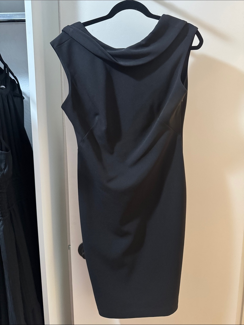 Calvin Klein Black Sleeveless Cowl-Neck Midi Dress